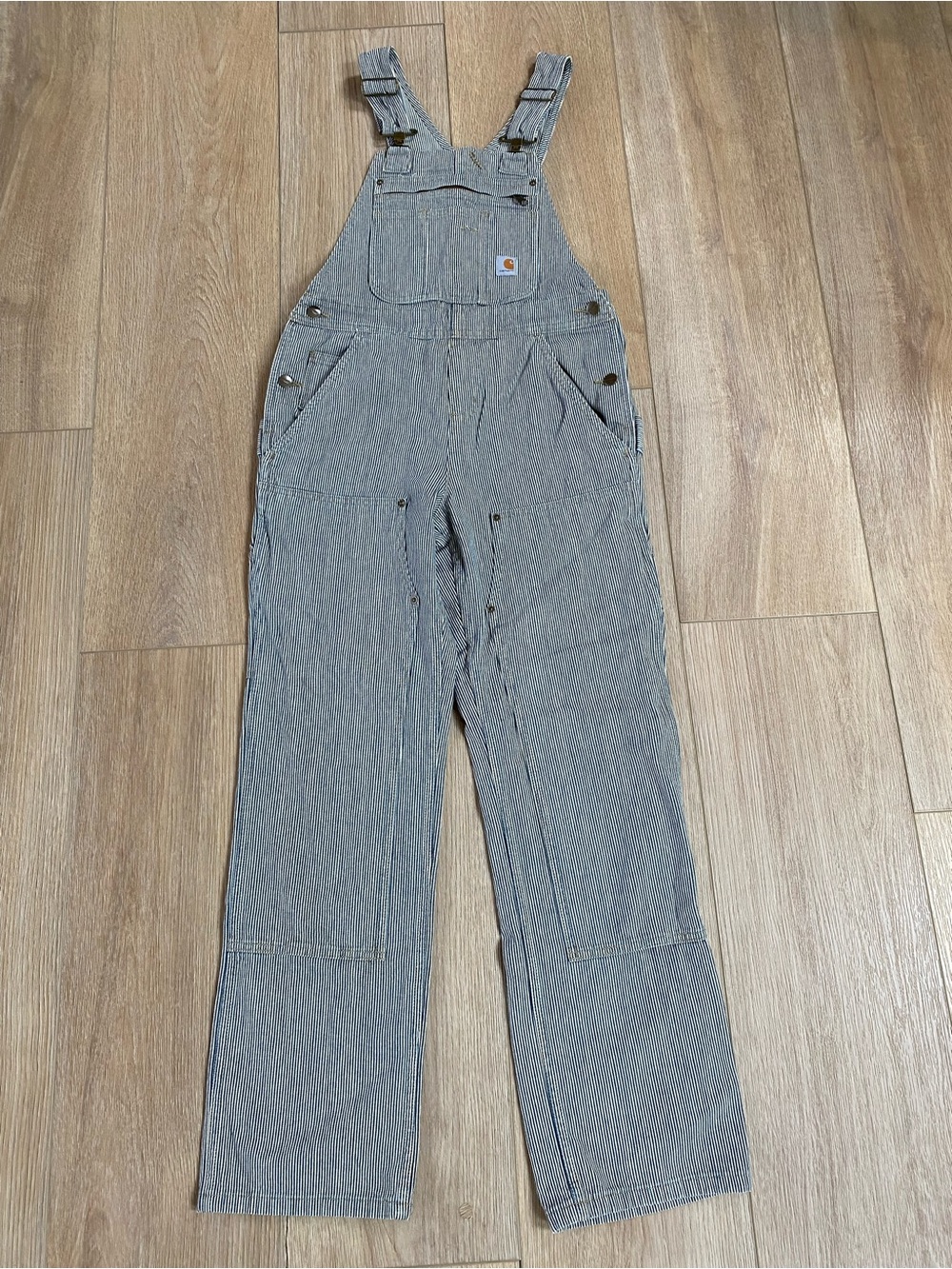 Carhartt Women's Railroad Stripe Cotton Denim Bib Overalls